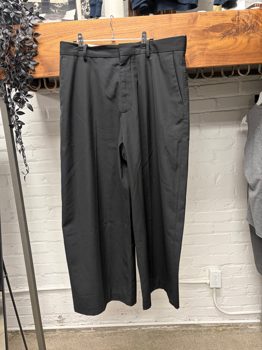Acne Studios ‘Pommy’ Black Satin Pleated Wide Leg Trousers
