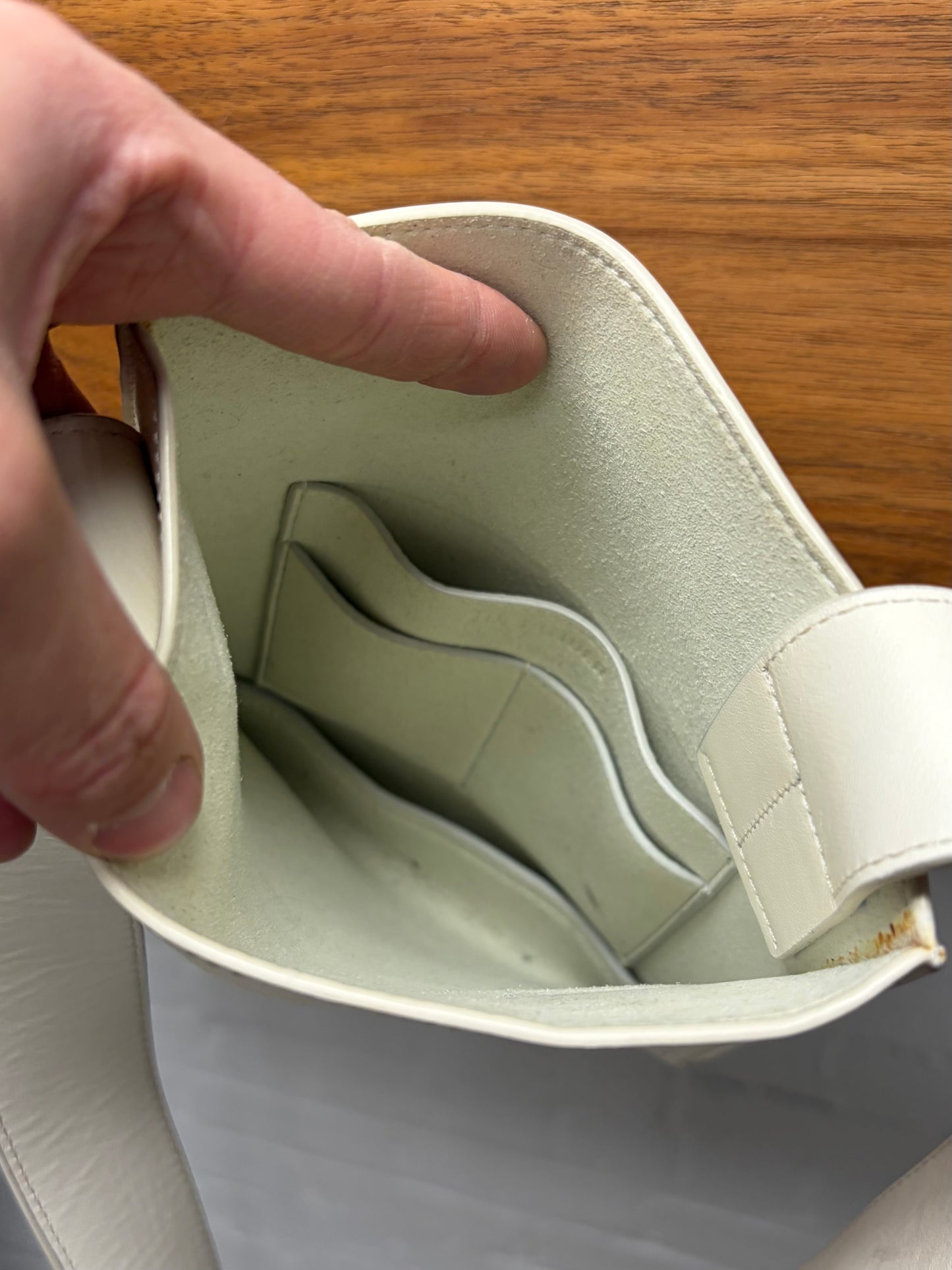 Jill Sander Square Shape White Leather Crossbody Bag
