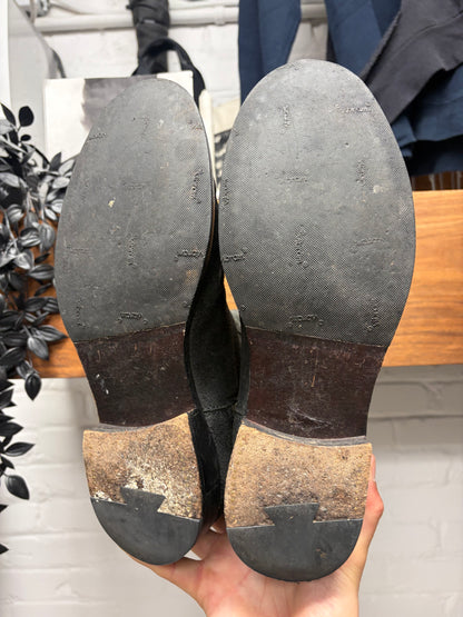 Dsquared2 Black Suede ‘Concealed  Zip’ Wood Sole Chelsea Boots