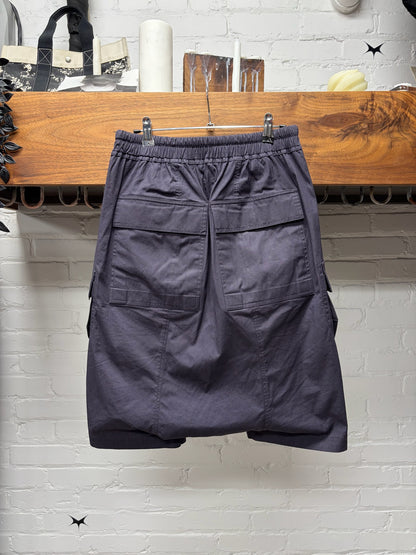 Rick Owens ‘Plum’ Purple Drop Crotch ‘Pod’ Drawstring Cargo Shorts