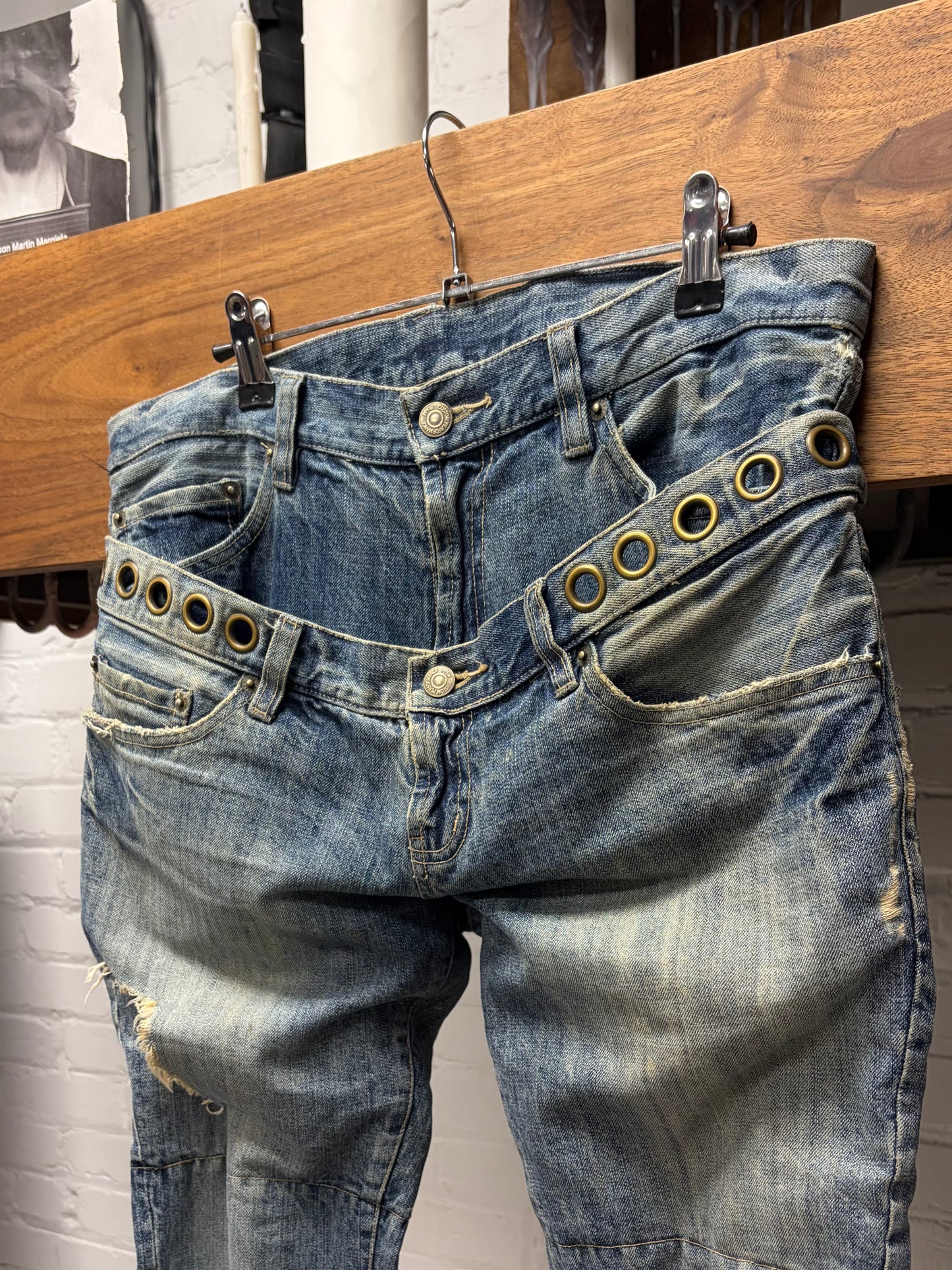 PPFM Double Wasited ‘Grommet’  Low Rise Blue Skinny Jeans