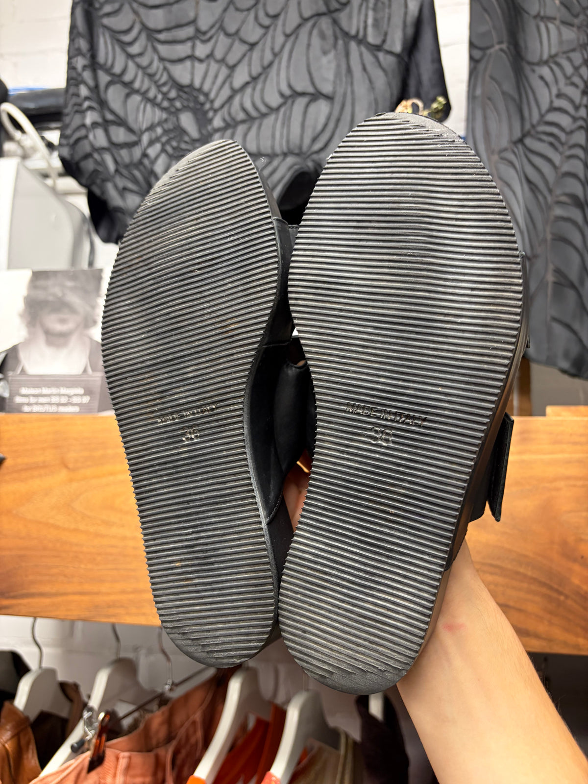 Ann Demeulemeester Black Leather Strap Sandals