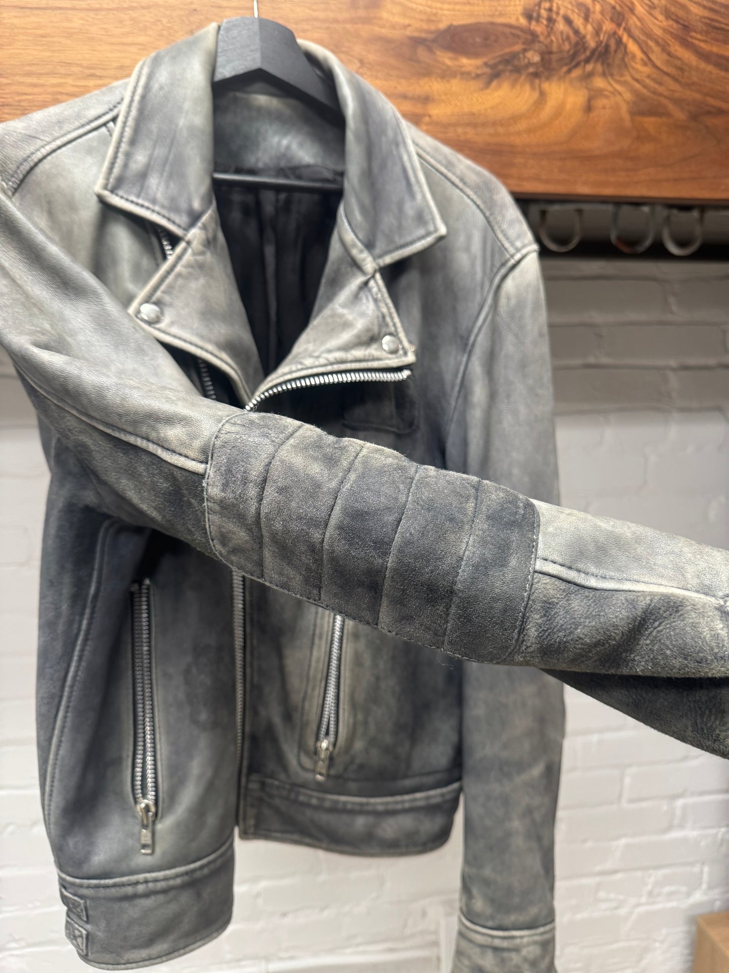 AW2009 Acne Studios ‘Mustang SB’ Perfecto Zip Faded Grey Leather Jacket