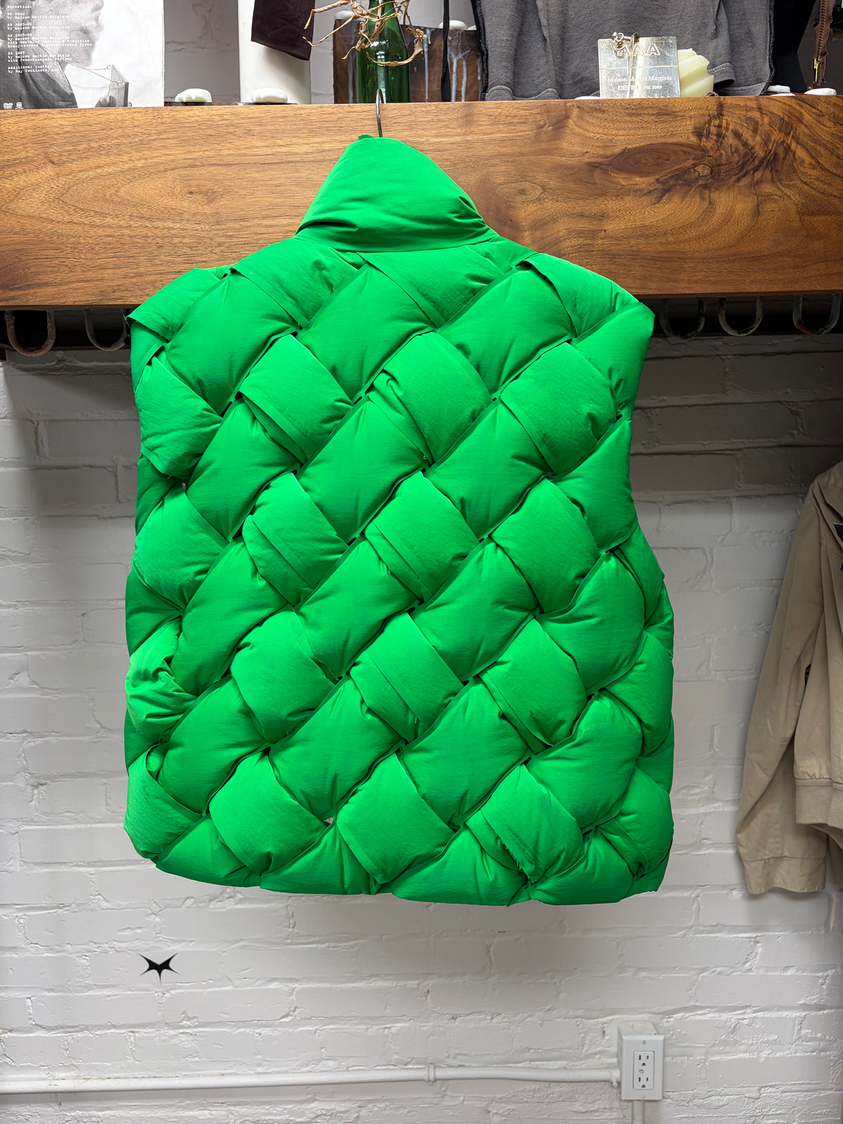 Bottega Veneta ‘Intrecciato Woven’ Signature Green Quilted Puffer Vest