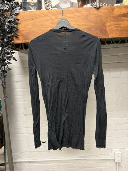 AW2021 Rick Owens ‘Gethsemane’ Black Semi-Sheer Layering Long Sleeve Shirt