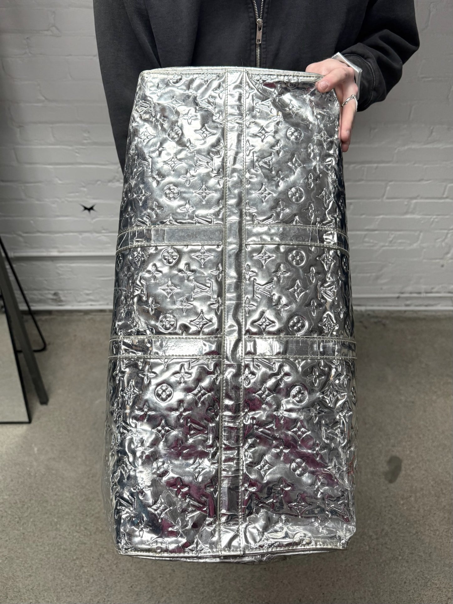 Louis Vuitton by Virgil Abloh ‘Keepall 55’ Silver Coated Duffle Bag