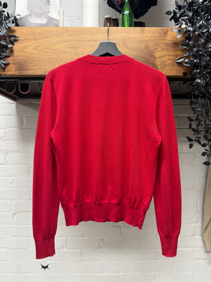 2017 Saint Laurent ‘YSL University’ Red/Black Knit Logo Sweater
