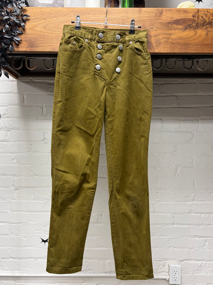 Vintage Jean Paul Gaultier ‘Sailor’ Button Fly Faded Green Denim