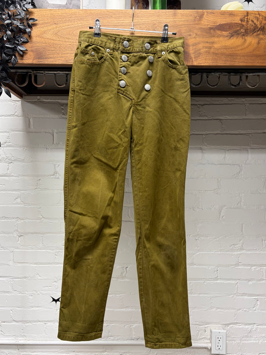 Vintage Jean Paul Gaultier ‘Sailor’ Button Fly Faded Green Denim