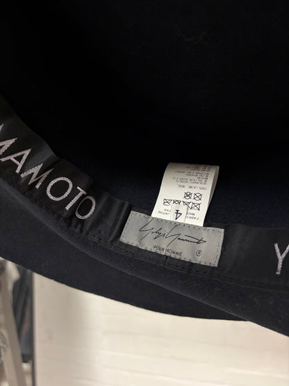 Yohji Yamamoto Pour Homme Black Wool ‘Slouch Brim’ Top Hat
