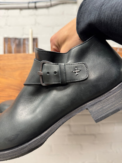 MA+ Black Leather Belted Staple Derbys