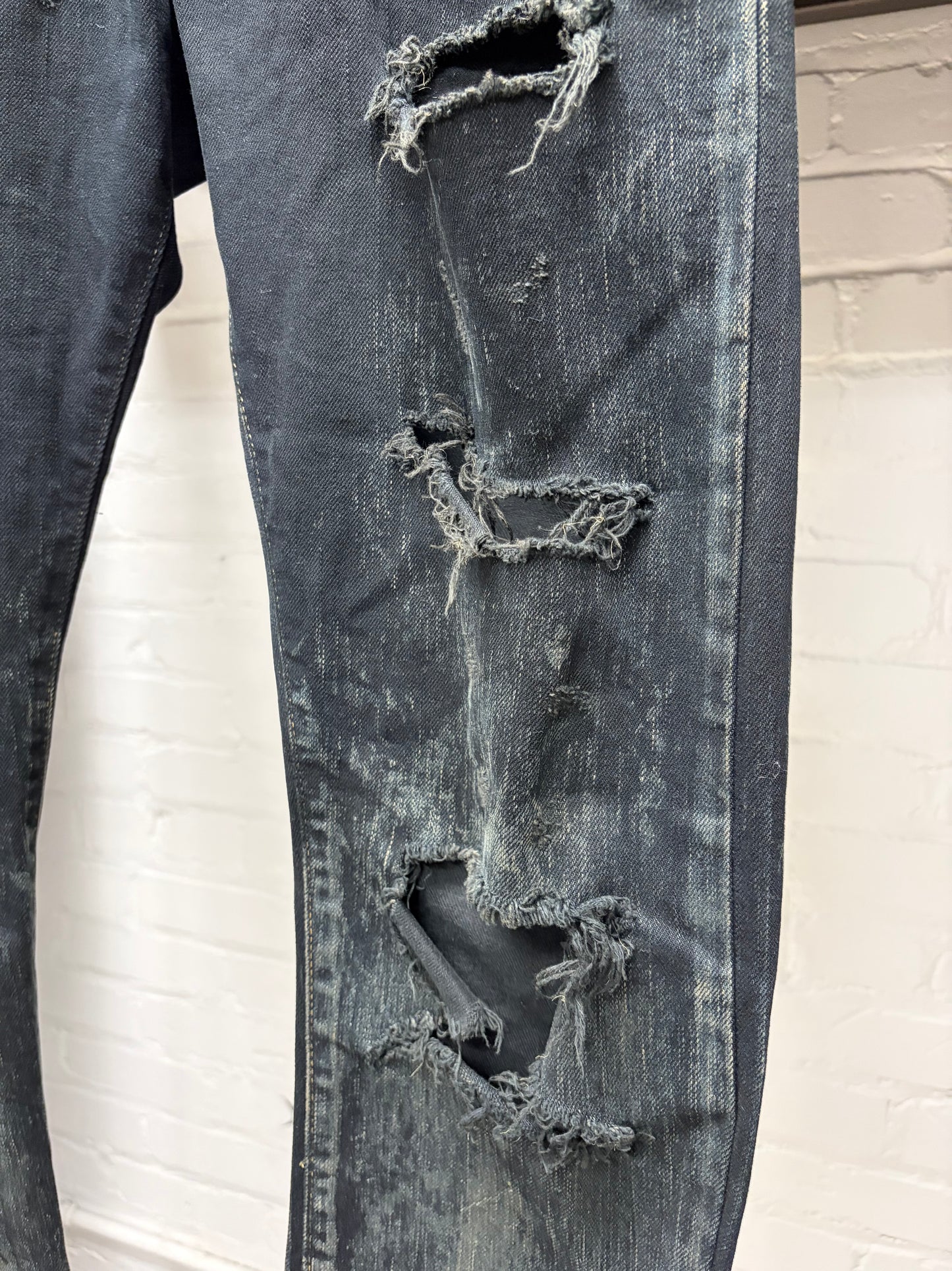 AW2015 Saint Laurent by Hedi Slimane ‘Oil Spill’ D02 Distressed Skinny Jeans