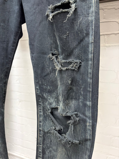 AW2015 Saint Laurent by Hedi Slimane ‘Oil Spill’ D02 Distressed Skinny Jeans