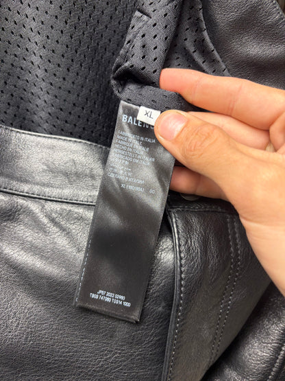 SS2023 Balenciaga ‘Mudshow’ Black Leather Biker Pants
