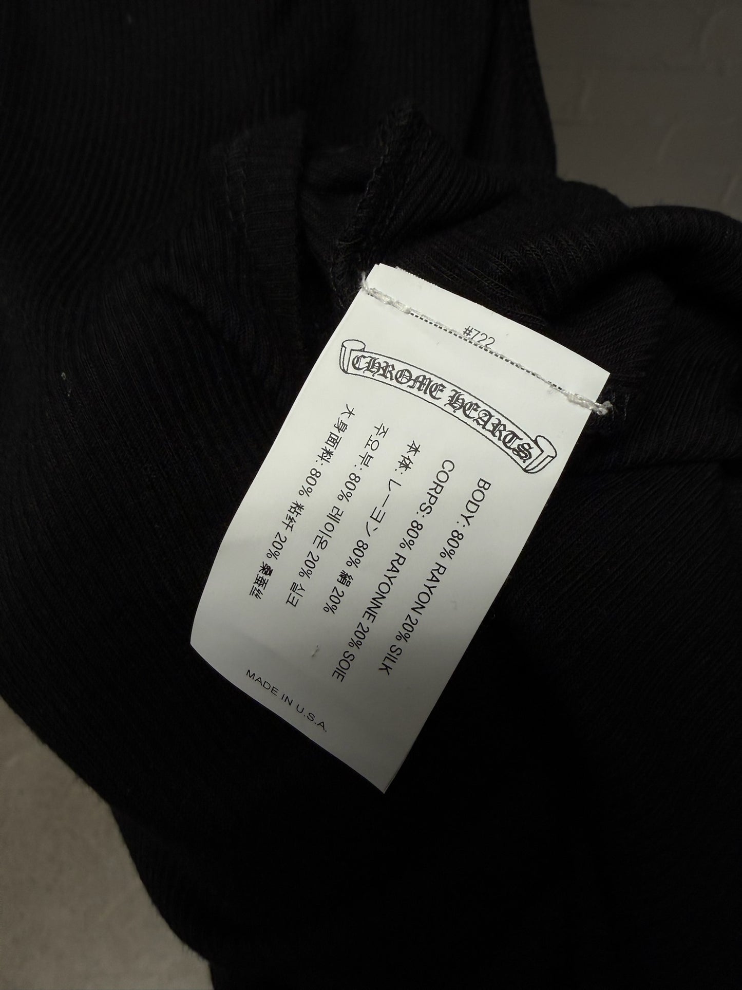 Chrome Hearts ‘Black Label’ Embroidered Logo Black Ribbed Tank Top