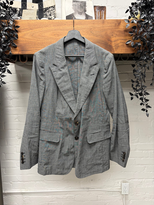 Dries Van Noten Grey Cotton/Linen Blend Blazer