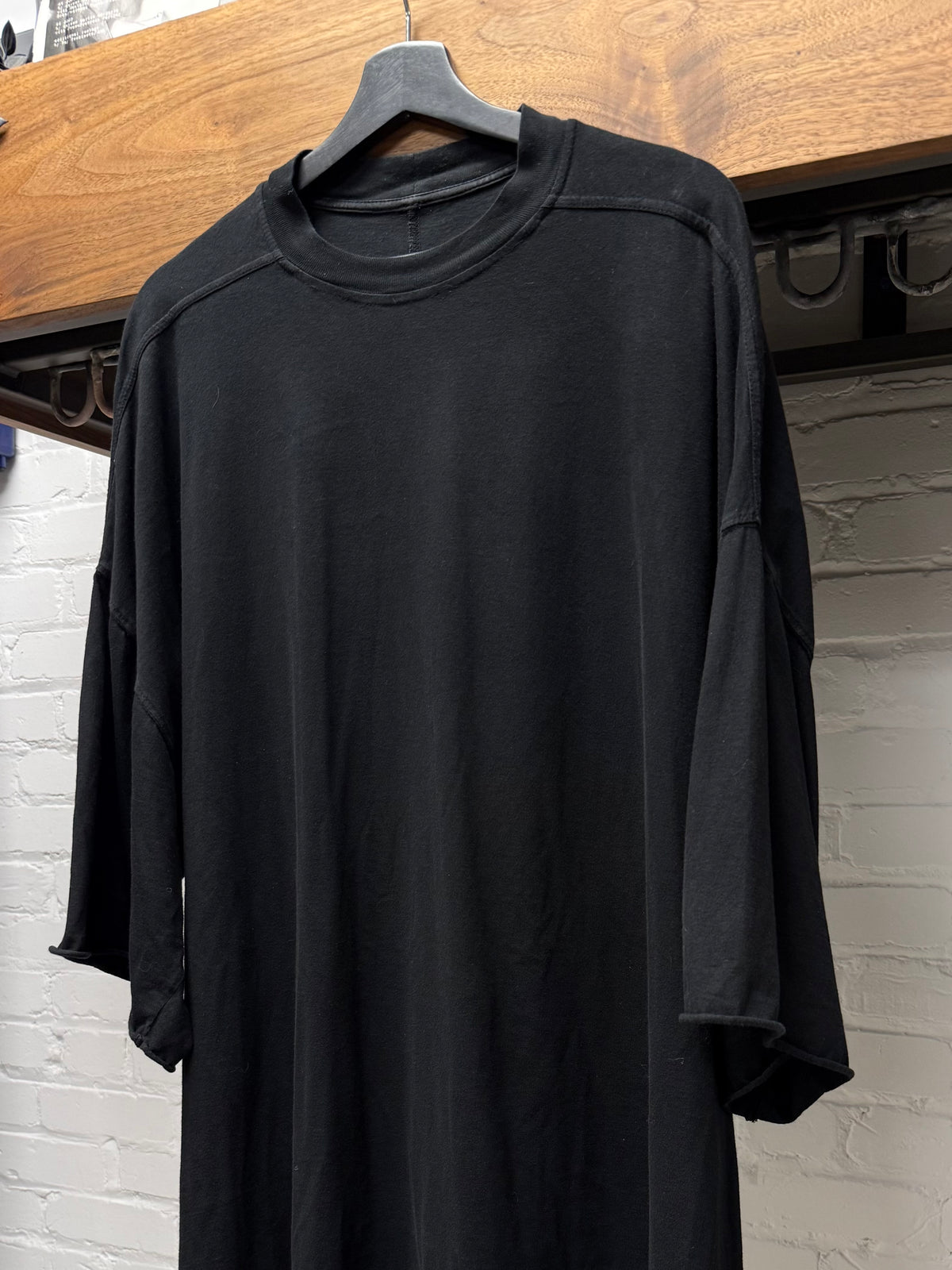SS2023 Rick Owens ‘Edfu’ Black ‘Tommy’ Oversized Cotton T-Shirt