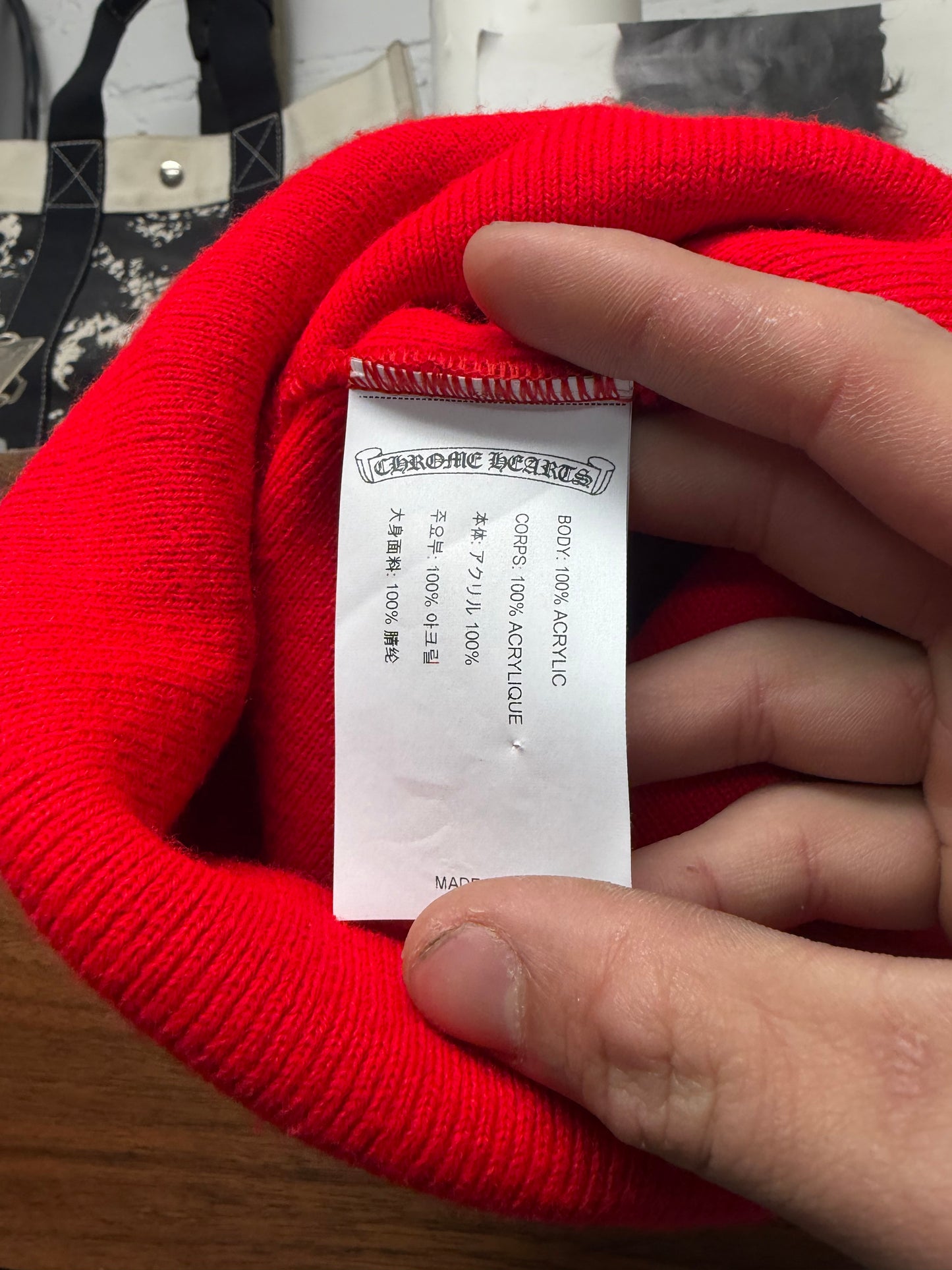 Chrome Hearts Red Embroidered ‘Scroll Logo’ Beanie