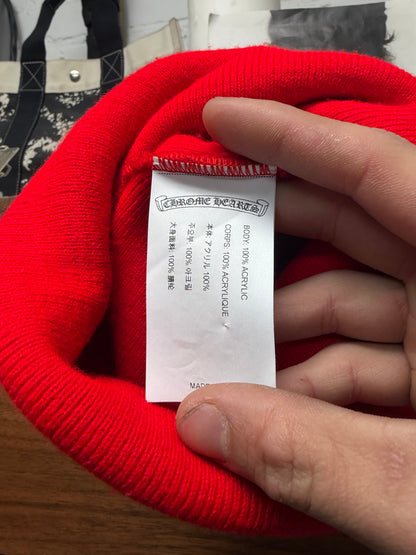 Chrome Hearts Red Embroidered ‘Scroll Logo’ Beanie