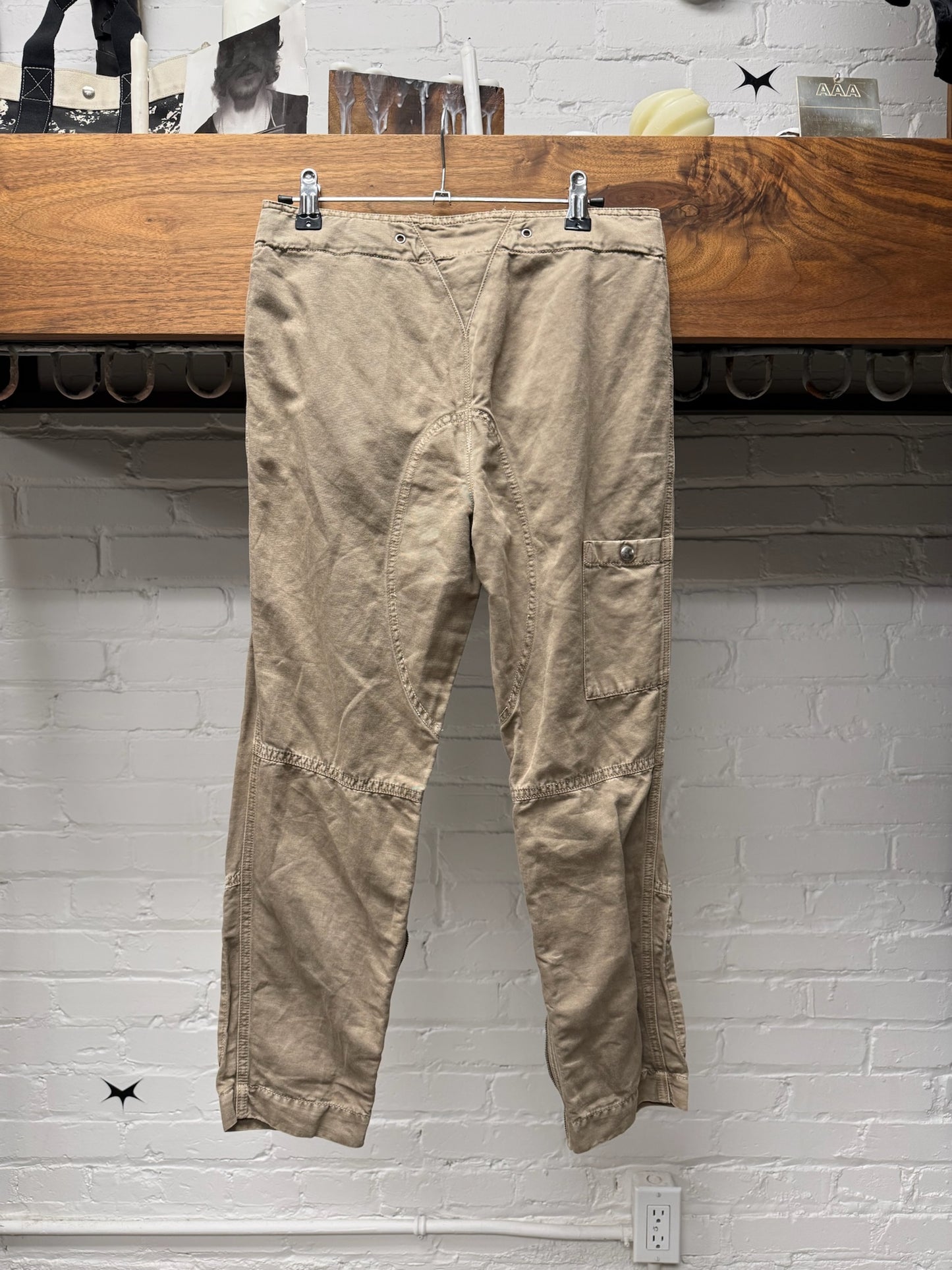 2000s Prada Light Brown Capri Cropped Military Pants