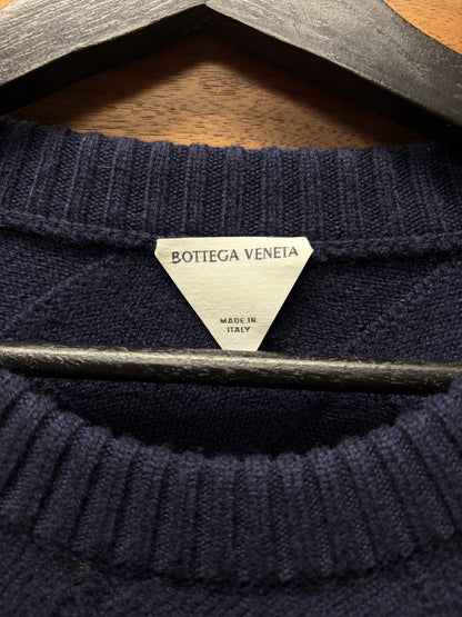 Bottega Veneta ‘Intrecciato’ Woven Navy Blue Knit Sweater