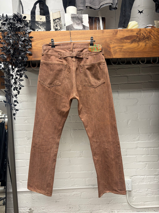 Kapital ‘Persimmon Tannin Dyed’ Buckle-Back Straight Leg Denim