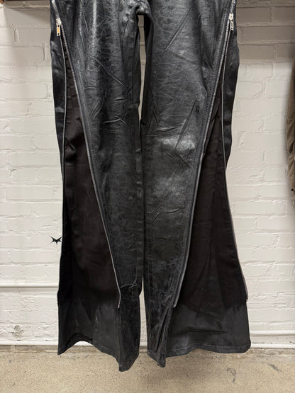 Rick Owens ‘Bolans Banana Cut’ Waxed Black Flared Leg Denim