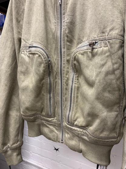 AW2023 Rick Owens ‘Luxor’ Sand ‘Bauhaus’ Denim Flight Cargo Bomber Jacket