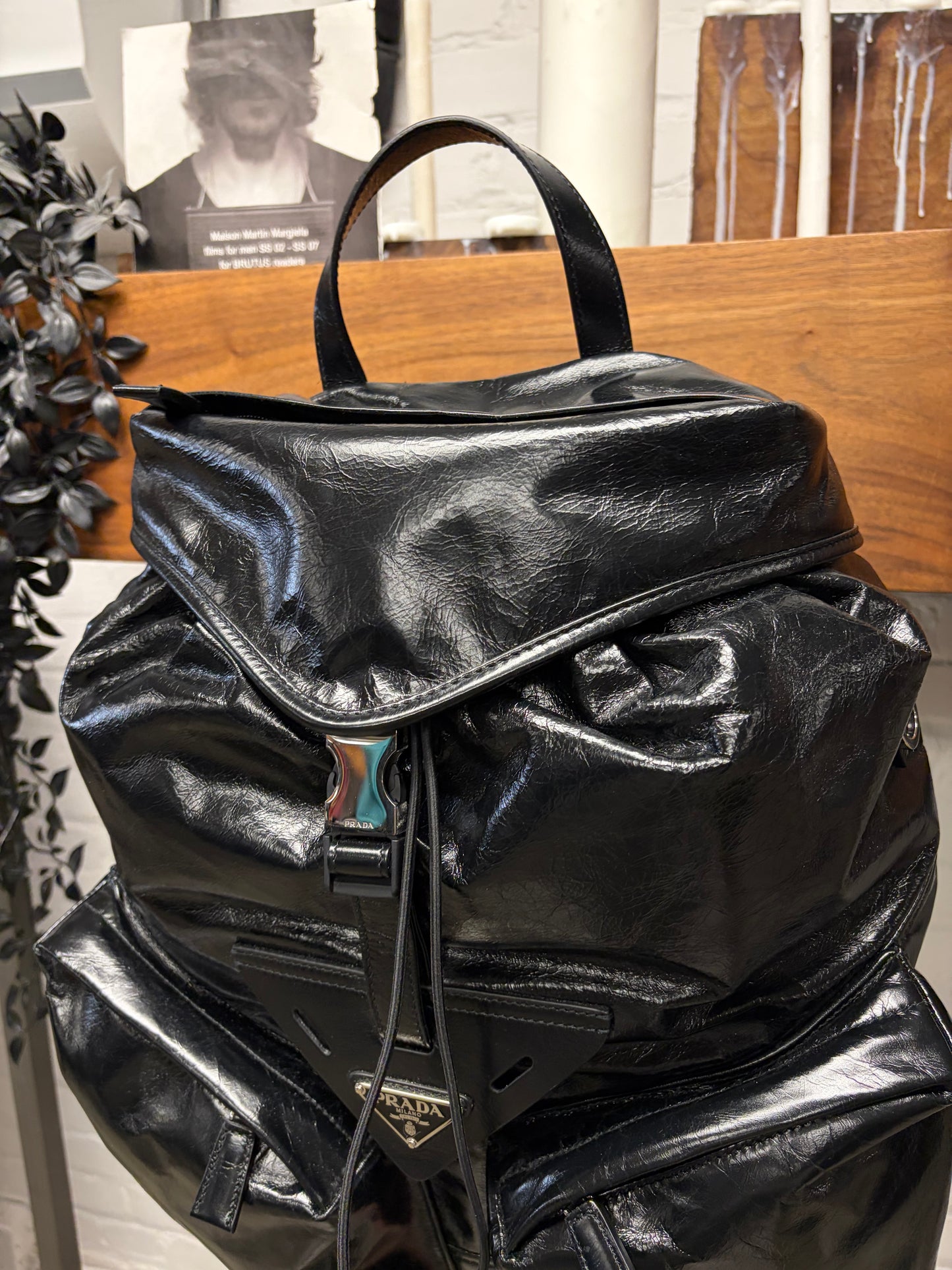Prada ‘Softlooks’ Black Leather Full Size Backpack