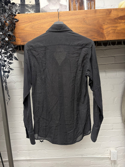 2000s Gucci Semi Sheer Faded Black Button Up Shirt