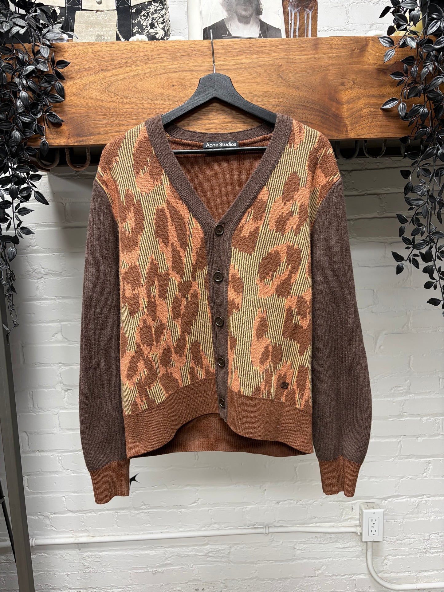 Acne Studios ‘Kallard’ Leopard Jacquard Knit Wool Cardigan