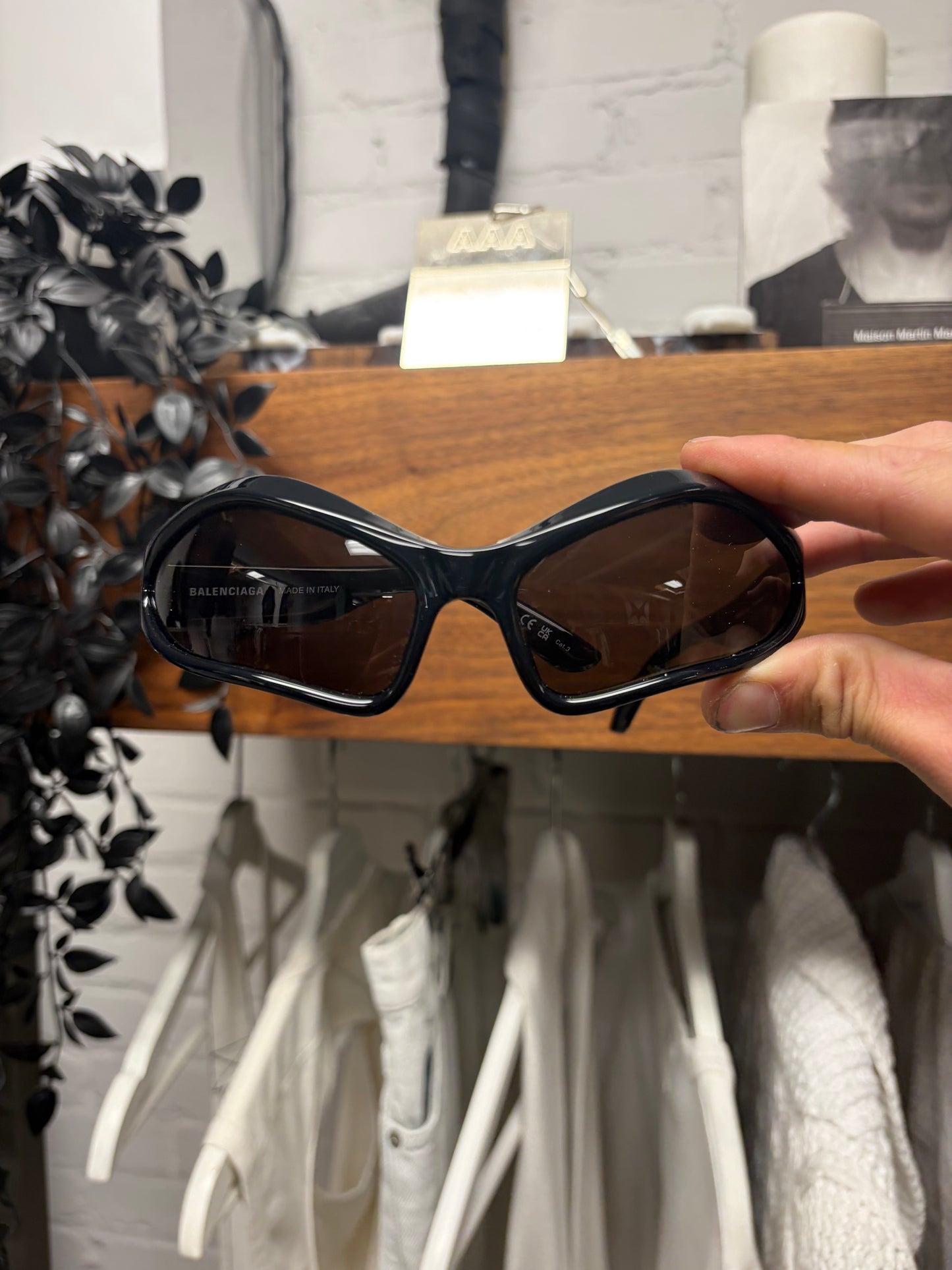 Balenciaga ‘Bat’ Gloss Black Sunglasses