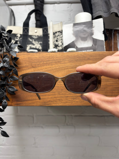 Vintage Gucci Brown Tinted Boxy Rectangular Frame Sunglasses