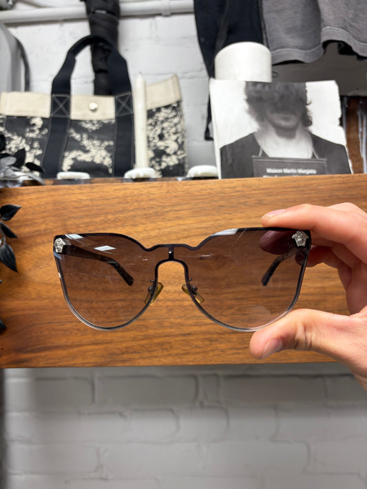 Versace Silver Frame ‘Medusa’ Icon Half Rim Sunglasses