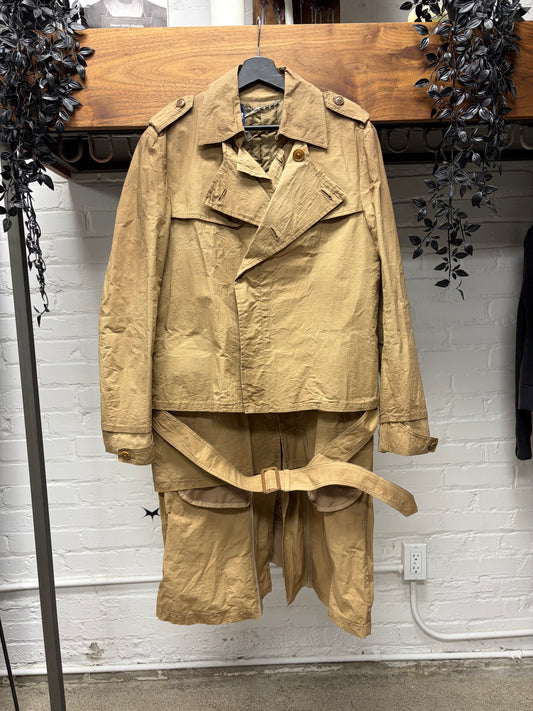 Mihara Yasuhiro ‘Waxed Paper’ Tan Brown Double Layered Trench Coat
