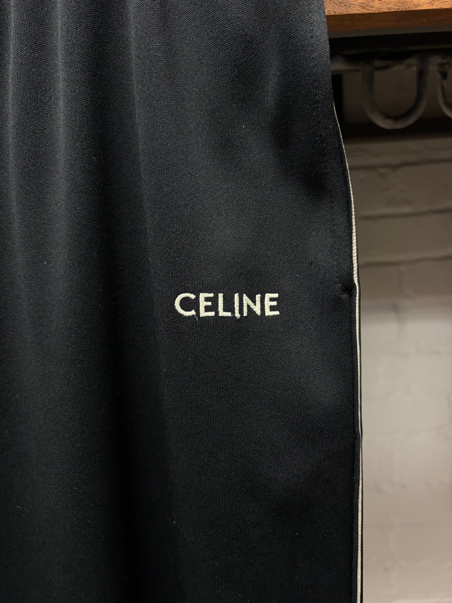 Celine by Hedi Slimane Double Face Jersey Black/White Side Stripe Track Pants