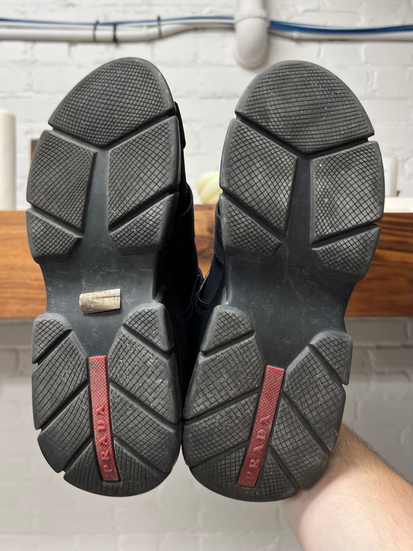 Prada ‘Buckle’ Neoprene Black Strap Low-top Sneakers