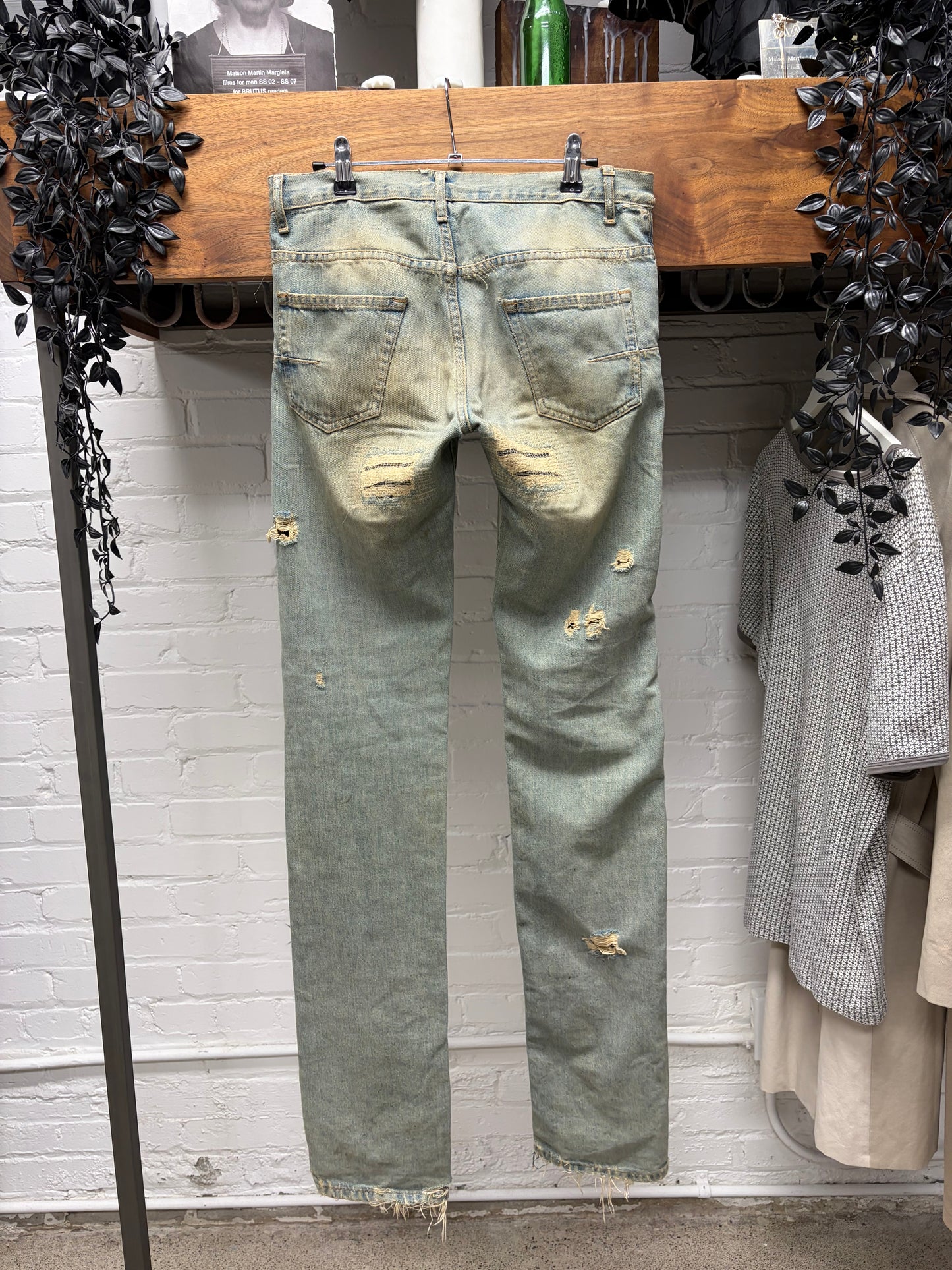 SS2006 Dior Homme by Hedi Slimane ‘Crash’ Unaltered Distressed Blue Dirt Wash Skinny Jeans