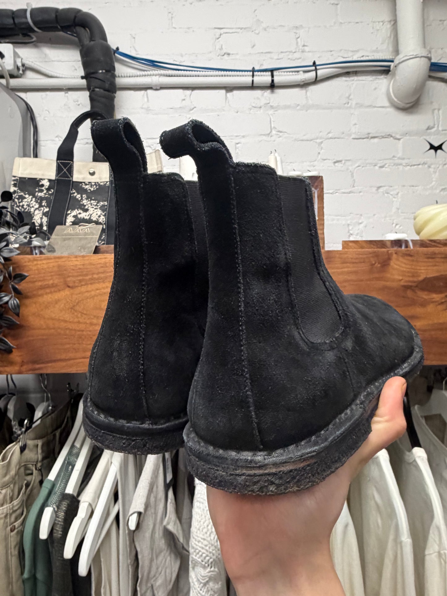 Saint Laurent Black Suede ‘Chelsea Boot’ With Crepe Sole