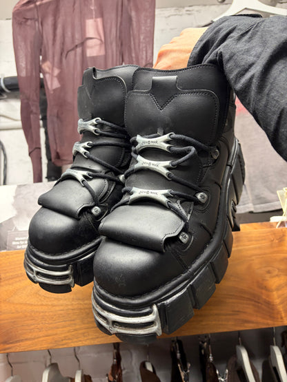 New Rock ‘106-VS1’ Leather Black Platform Ankle Boots