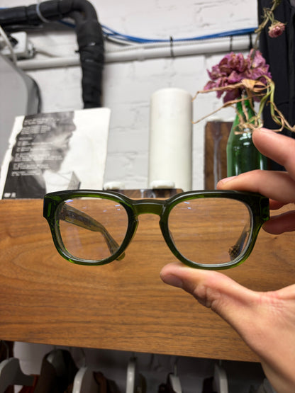 Chrome Hearts ‘Cuntvoluted’ Translucent Green 22k Gold Box Shape Sunglasses