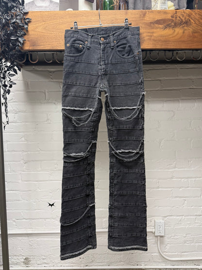 2000s Hysteric Glamour ‘Hagi’ Distressed Black Flared Leg Denim
