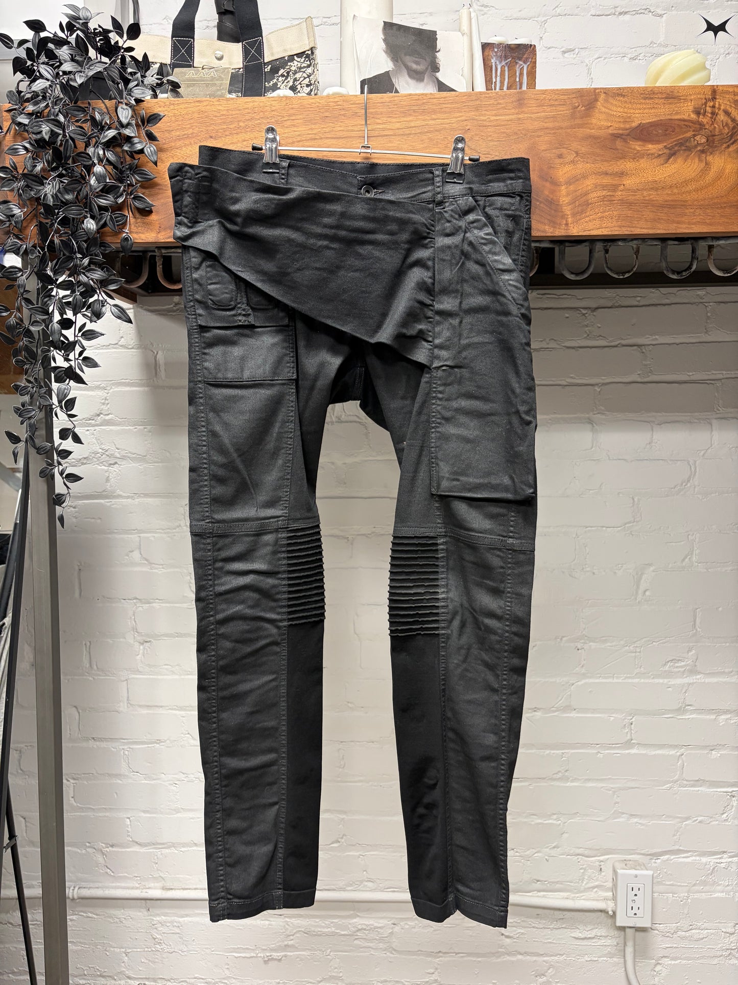 SS2014 Rick Owens ‘Memphis’ Waxed Black Skinny Jeans