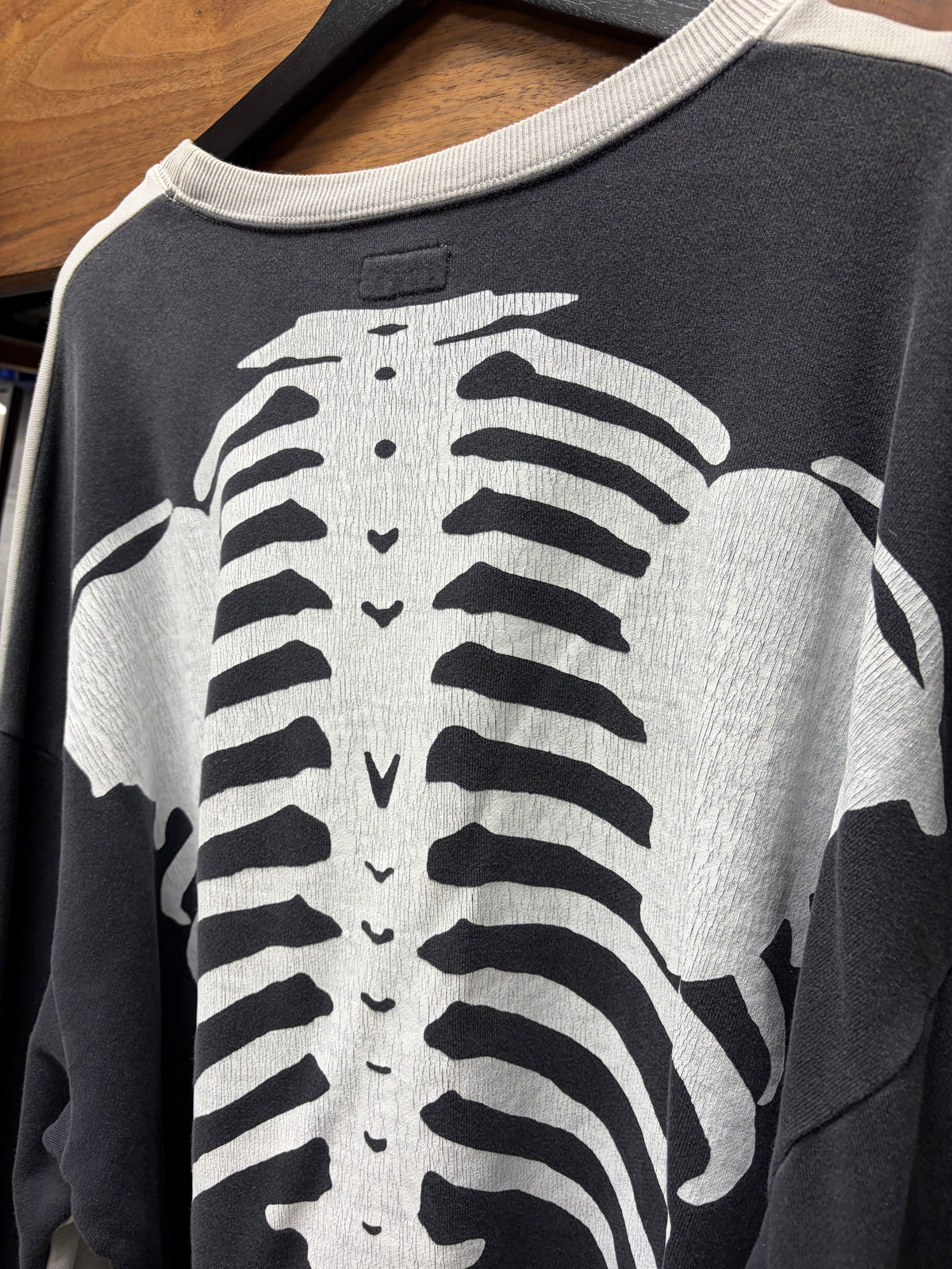 Kapital ‘Bone’ Sun Faded Blue/Yellow Split Cotton Sweatshirt