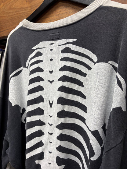 Kapital ‘Bone’ Sun Faded Blue/Yellow Split Cotton Sweatshirt