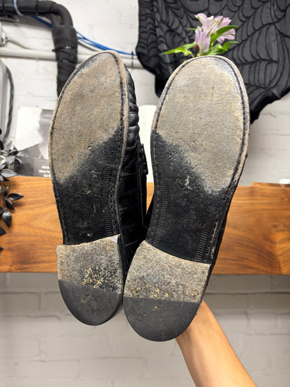 Saint Laurent Black Eel Leather Black ‘Penny’ Loafers