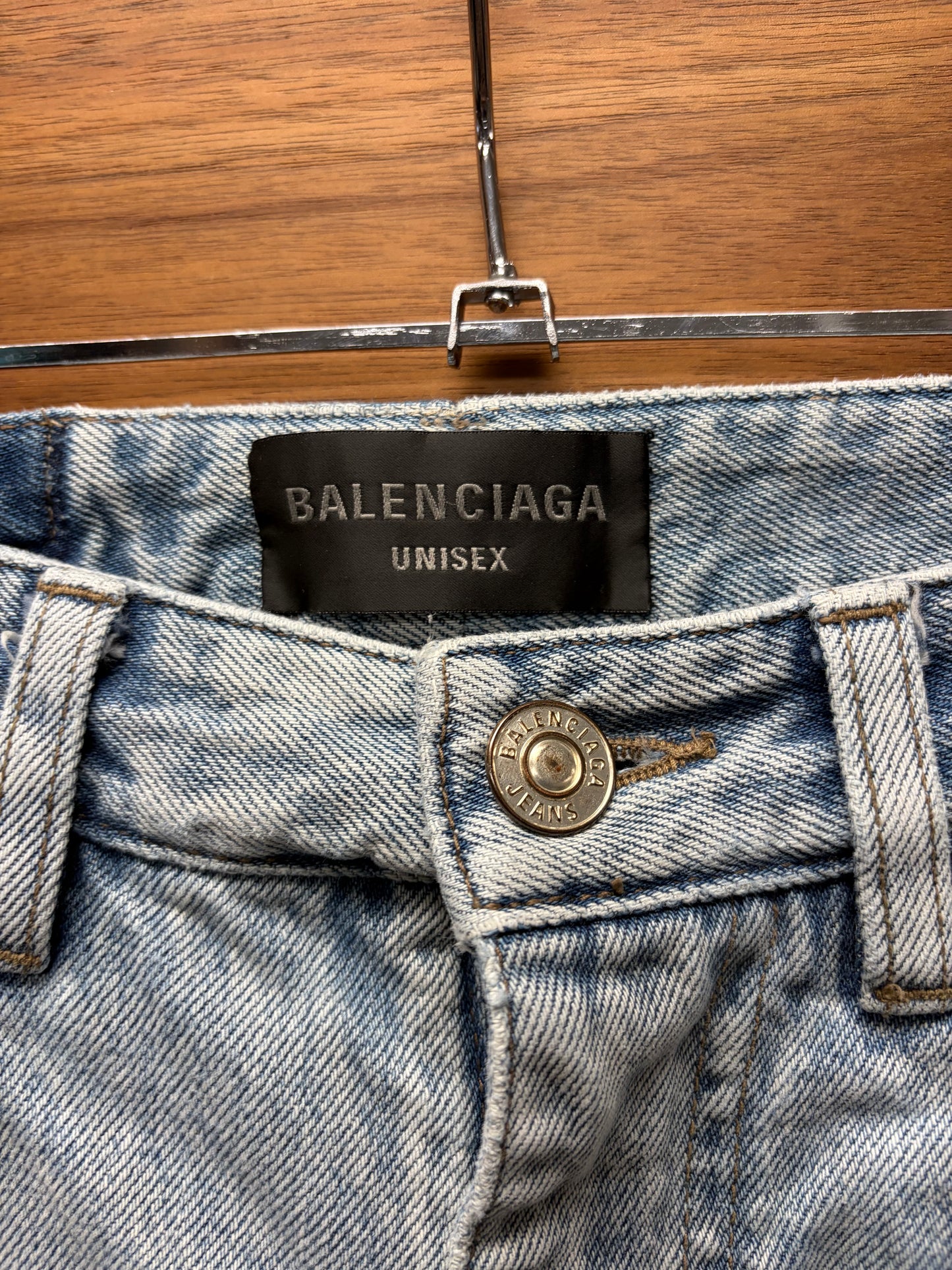 2023 Balenciaga Light Wash Blue Flared Leg Denim