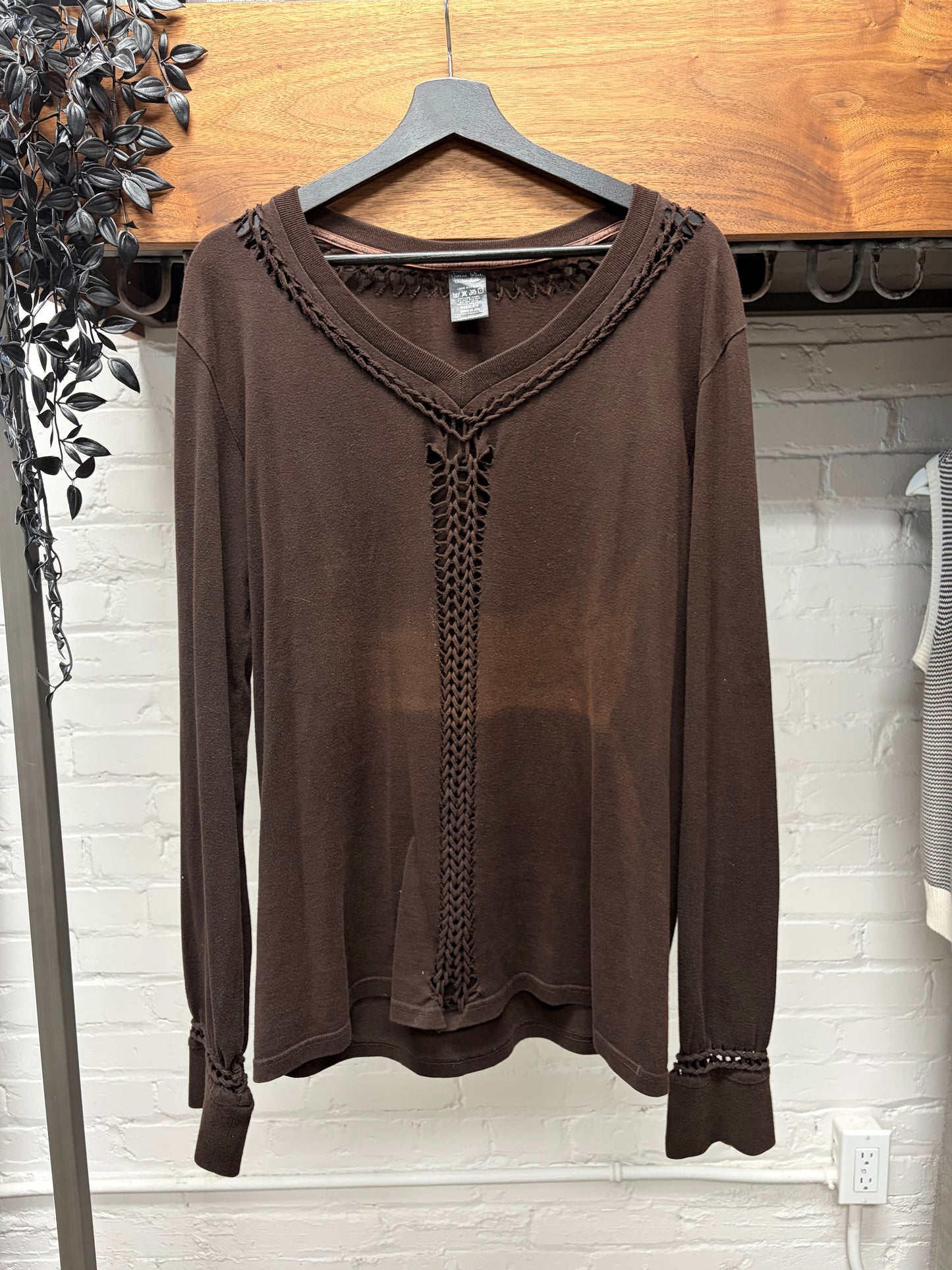 SS2007 Number (N)ine Rope Woven ‘Sun Faded’ Brown Long Sleeve Shirt