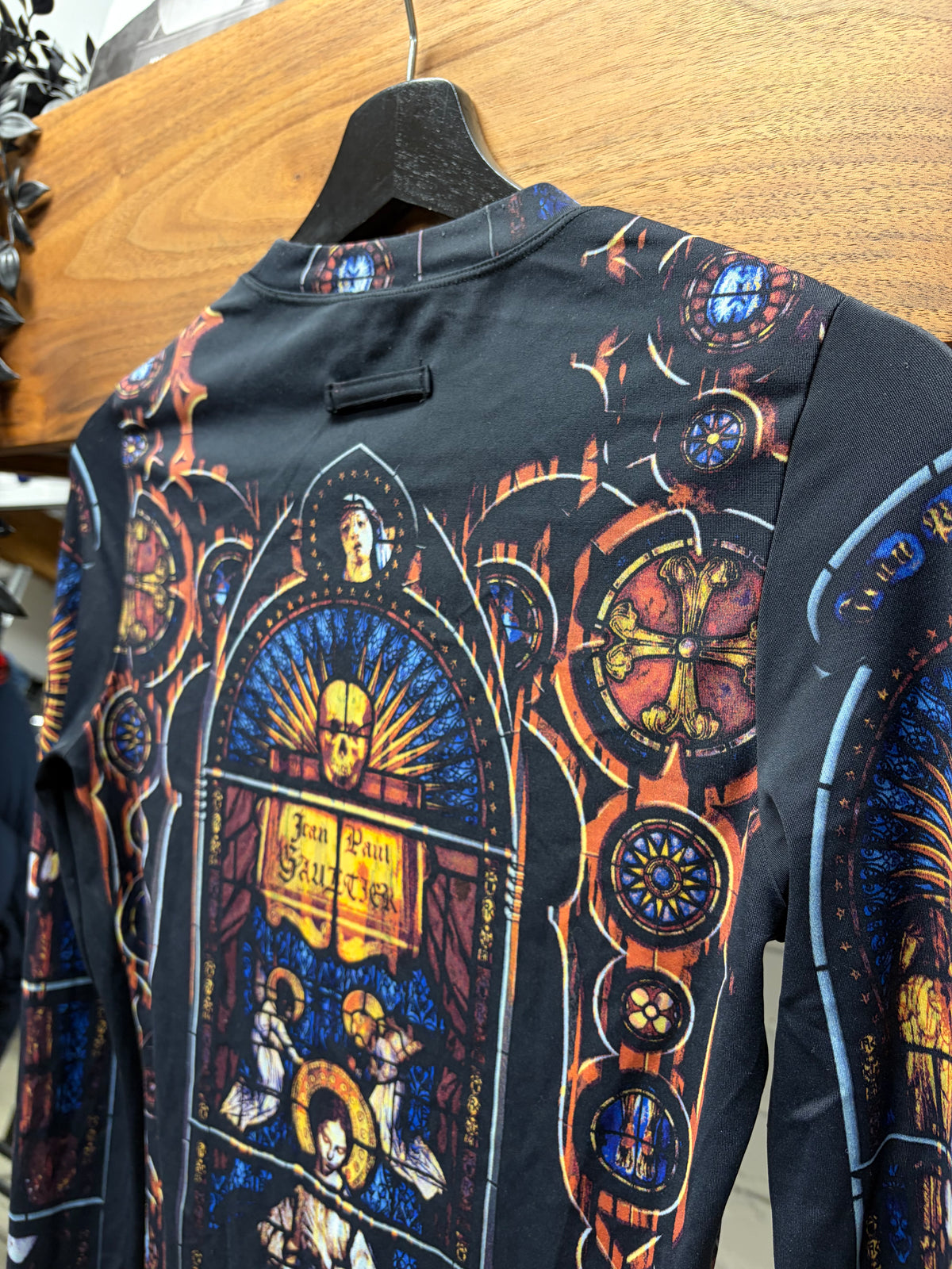 AW1998 Vintage Jean Paul Gaultier ‘Stained Glass’ Cathedral Full Print Mesh Long Sleeve Shirt