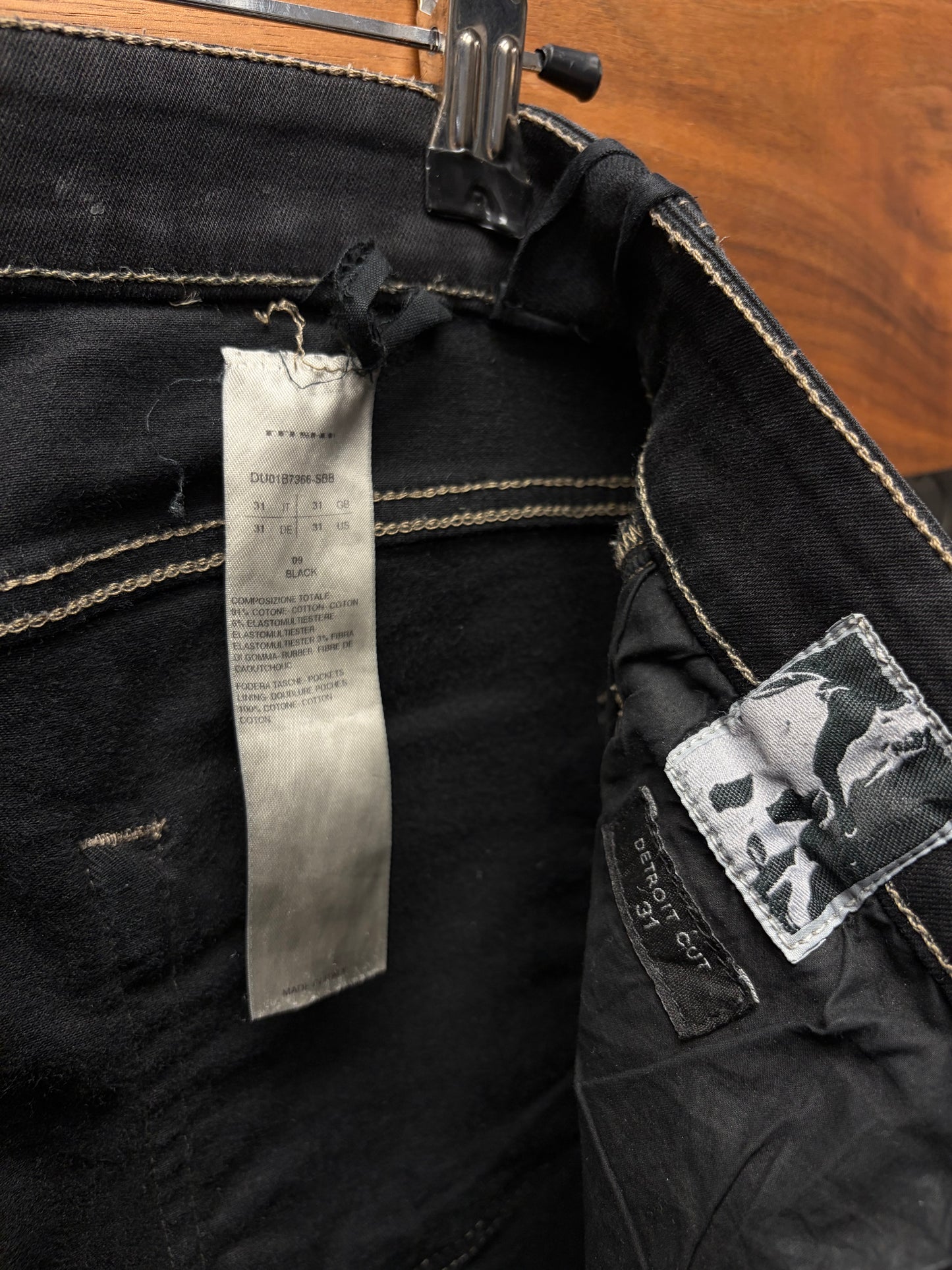 Rick Owens ‘Detroit Cut’ Waxed Black Skinny Jeans